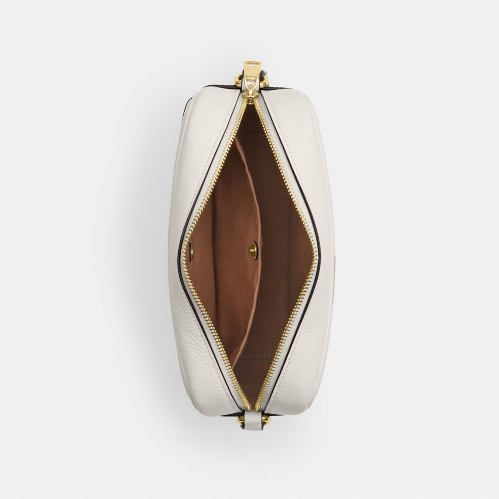 COACH®,Jamie Camera Bag With Lips Print,Leather,Camera Bag,Metal,Logo,Adjustable,Casual,Cream,Inside View,Top View