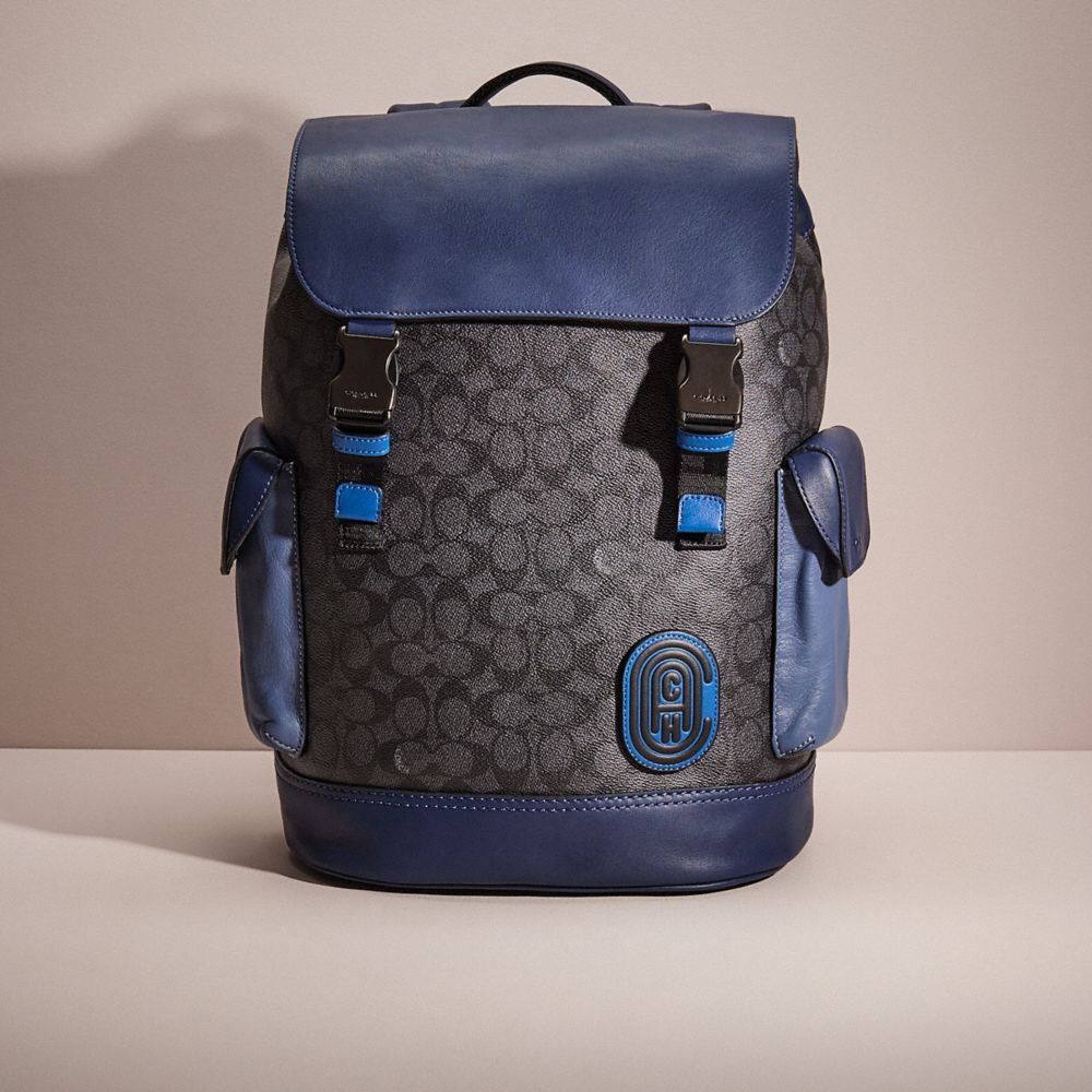 Coach Restored Rivington Backpack In Signature Canvas With  Patch In Blue