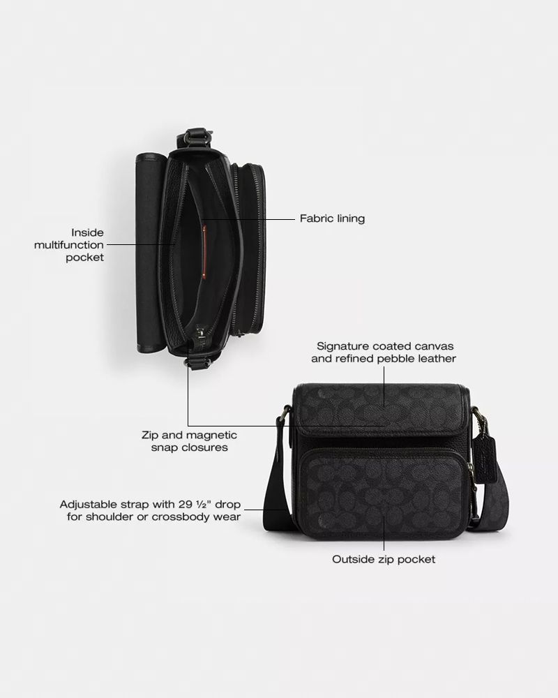バッグ COACH RARE signature BLACK suede bag Sullivan Flap Crossbody Bag In Signature Canvas | Bags | Coach