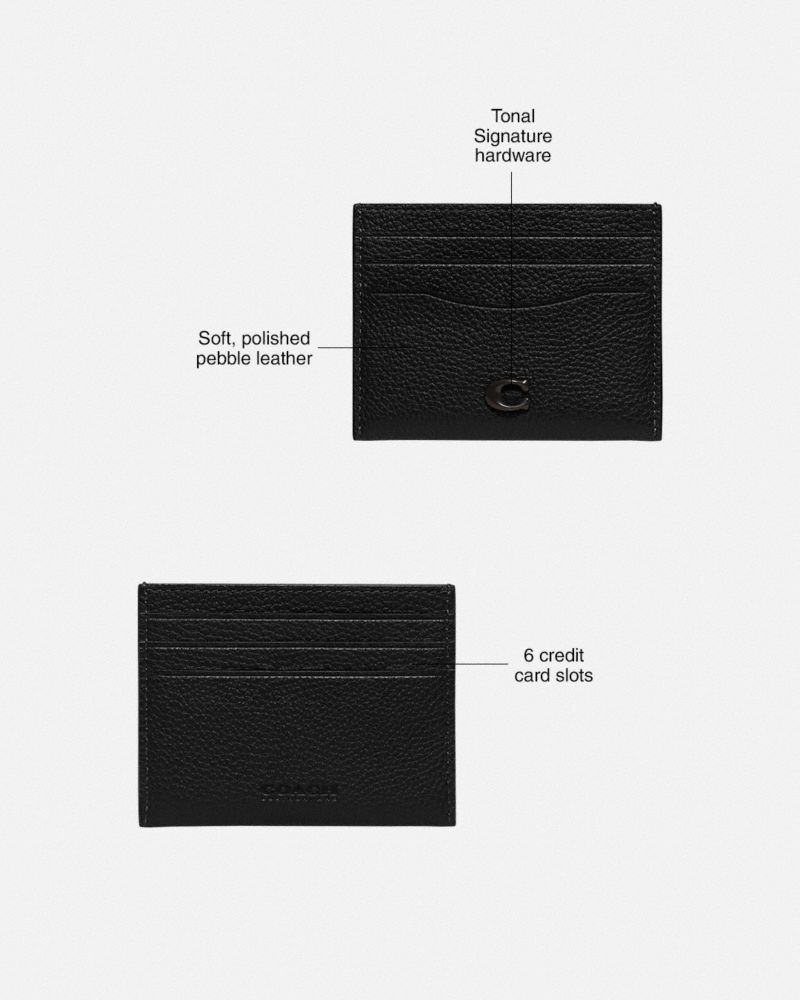 COACH®,CARD CASE,Crossgrain Leather,Black,Collection
