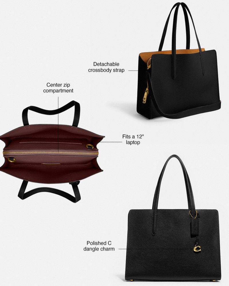 COACH®,Carter Carryall Bag In Signature Canvas,Canvas,Leather,Calf Hair,Tote,No Embellishment,Work,Brown,Collection