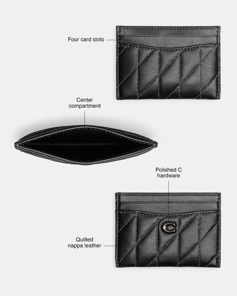 COACH®,Essential Card Case,Leather,Card Case,Metal,Logo,Casual,Black,Collection