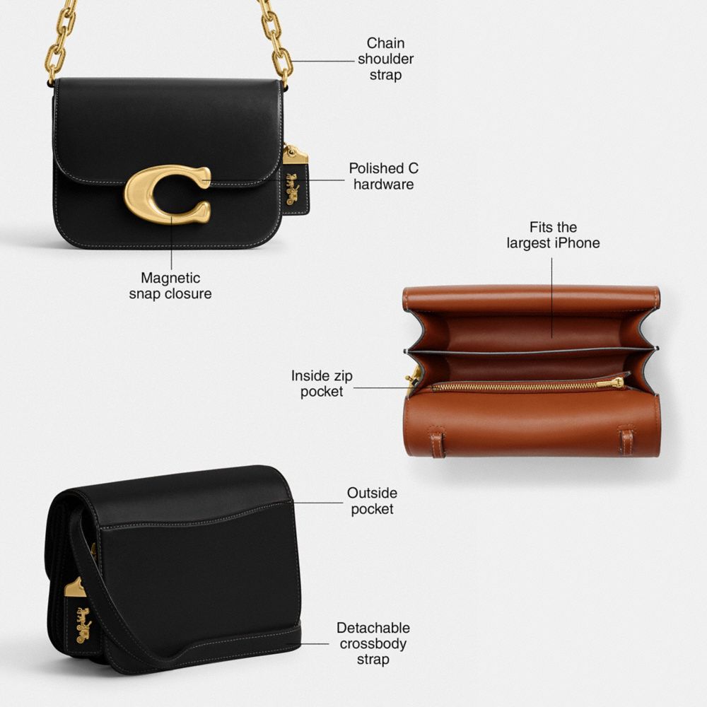 COACH®,Idol Bag,Calfskin Leather,Lining Leather,Shoulder Bag,Logo,Metal,Pen Holder,Gold Metal,Day Party,Black,Collection