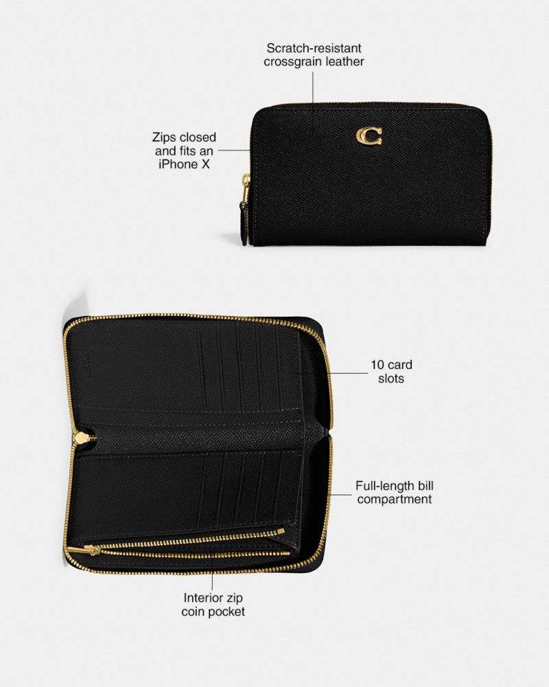 COACH® | Medium Zip Around Wallet With Braid