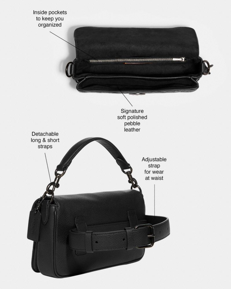 Coach smooth leather phone crossbody cheap black