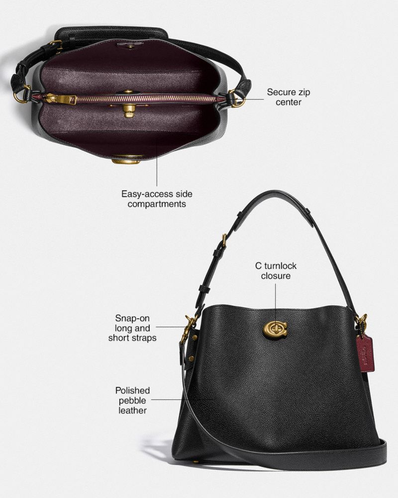 COACH®,Willow Shoulder Bag In Signature Canvas,Leather,Shoulder Bag,Metal,Casual,Brown,Collection
