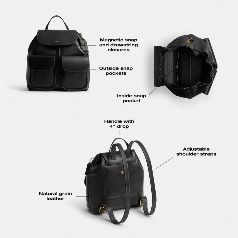 COACH®,Crosby Backpack 28,Backpack,Logo,Metal,Compact,Casual,Maroon,Collection