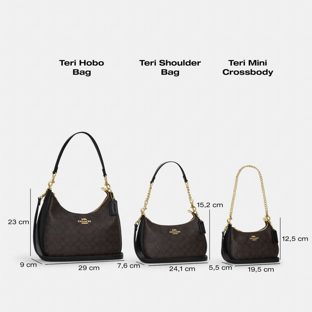 COACH®,Teri Hobo Bag In Signature Canvas,Shoulder Bag,Casual,Brown,Collection