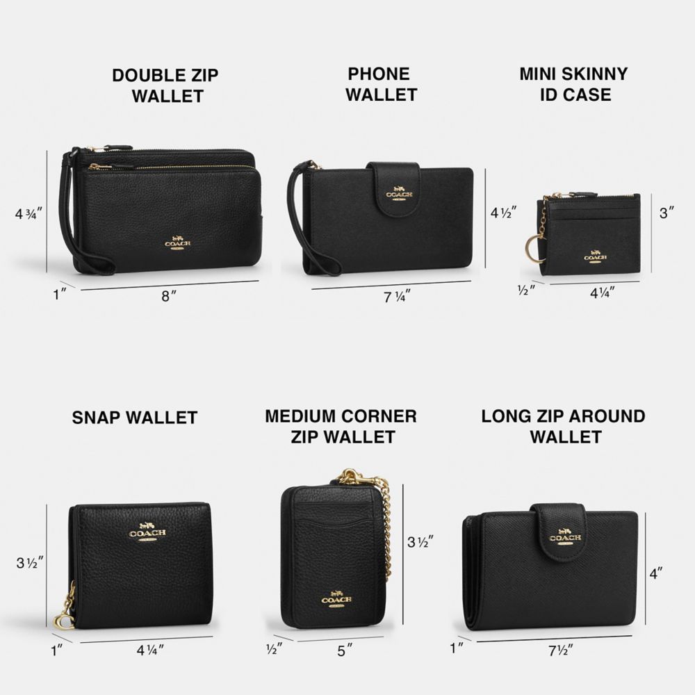 COACH®,Snap Wallet,Leather,Bi Fold,Gold Metal,Casual,Black,Collection