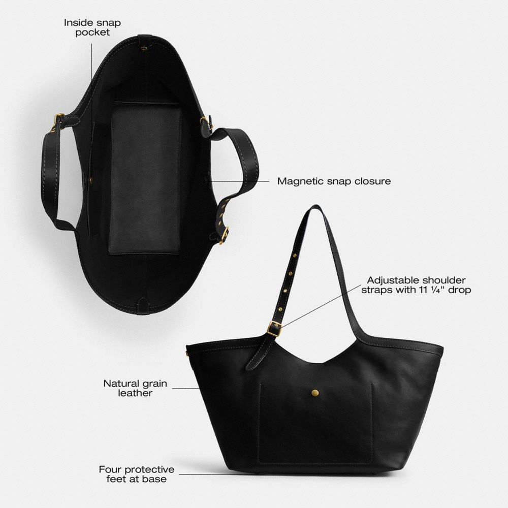 COACH®,Gramercy Tote,Leather,Tote,Embossed,Logo,Word Embellishment,Adjustable,Brass,Casual,Brown,Collection
