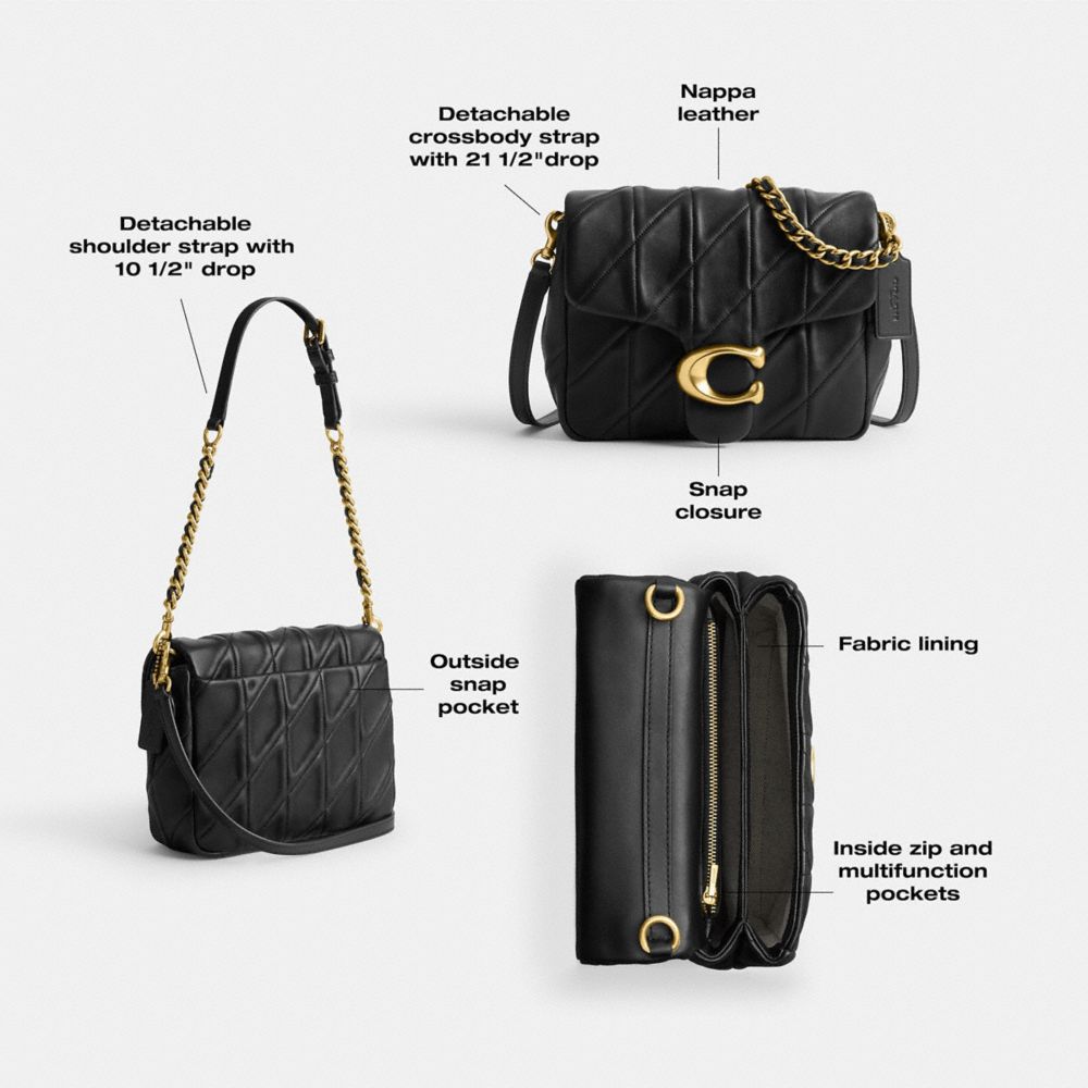 COACH®,Times Square Tabby Shoulder Bag With Quilting,Shoulder Bag,Logo,Metal,Day Party,Navy,Collection