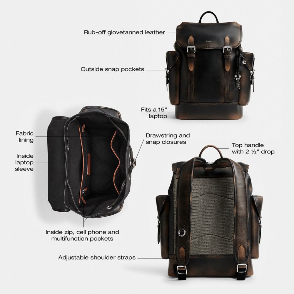 COACH®,Hitch Backpack In Loved Leather,,Collection