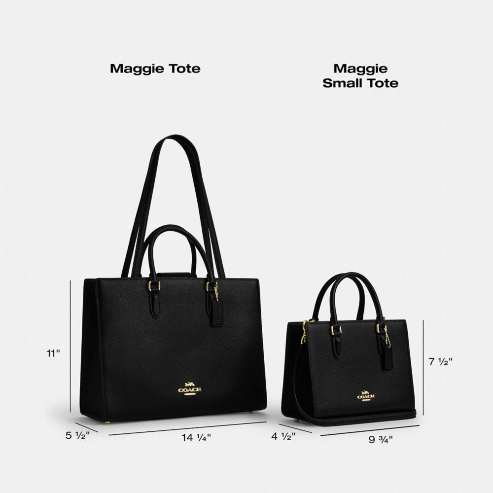 COACH®,Maggie Small Tote Bag,Leather,Satchel,Embossed,Metal,Logo,Work,Black,Collection