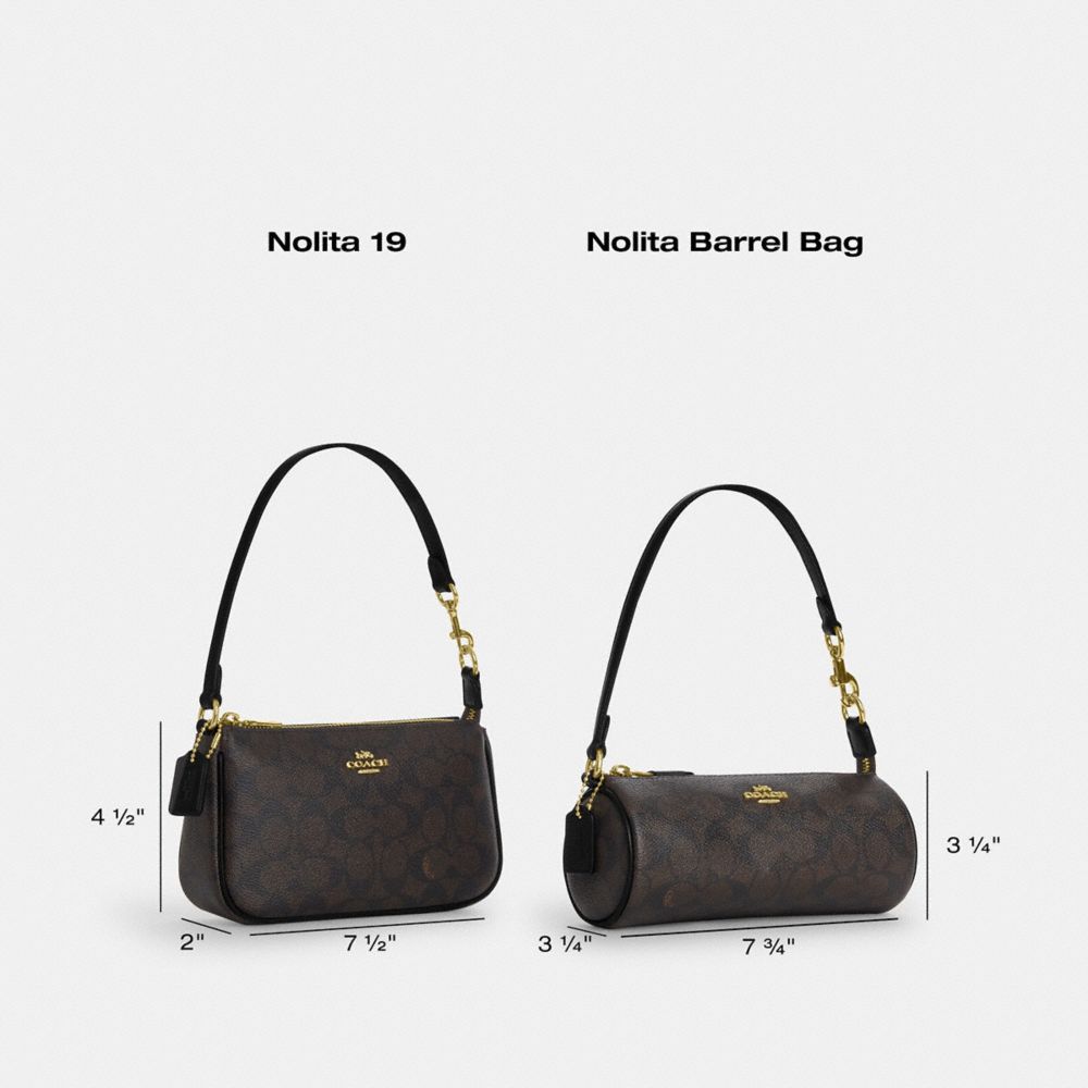 COACH®,Nolita 19 In Signature Canvas,Canvas,Shoulder Bag,Piping,Logo,Tag Embellishment,Metal,Casual,White,Collection