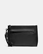 COACH®,POUCH,Leather,Medium,Black,Front View