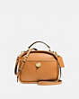 COACH®,LUNCH PAIL,Leather,Small,Gold/LIGHT SADDLE,Front View