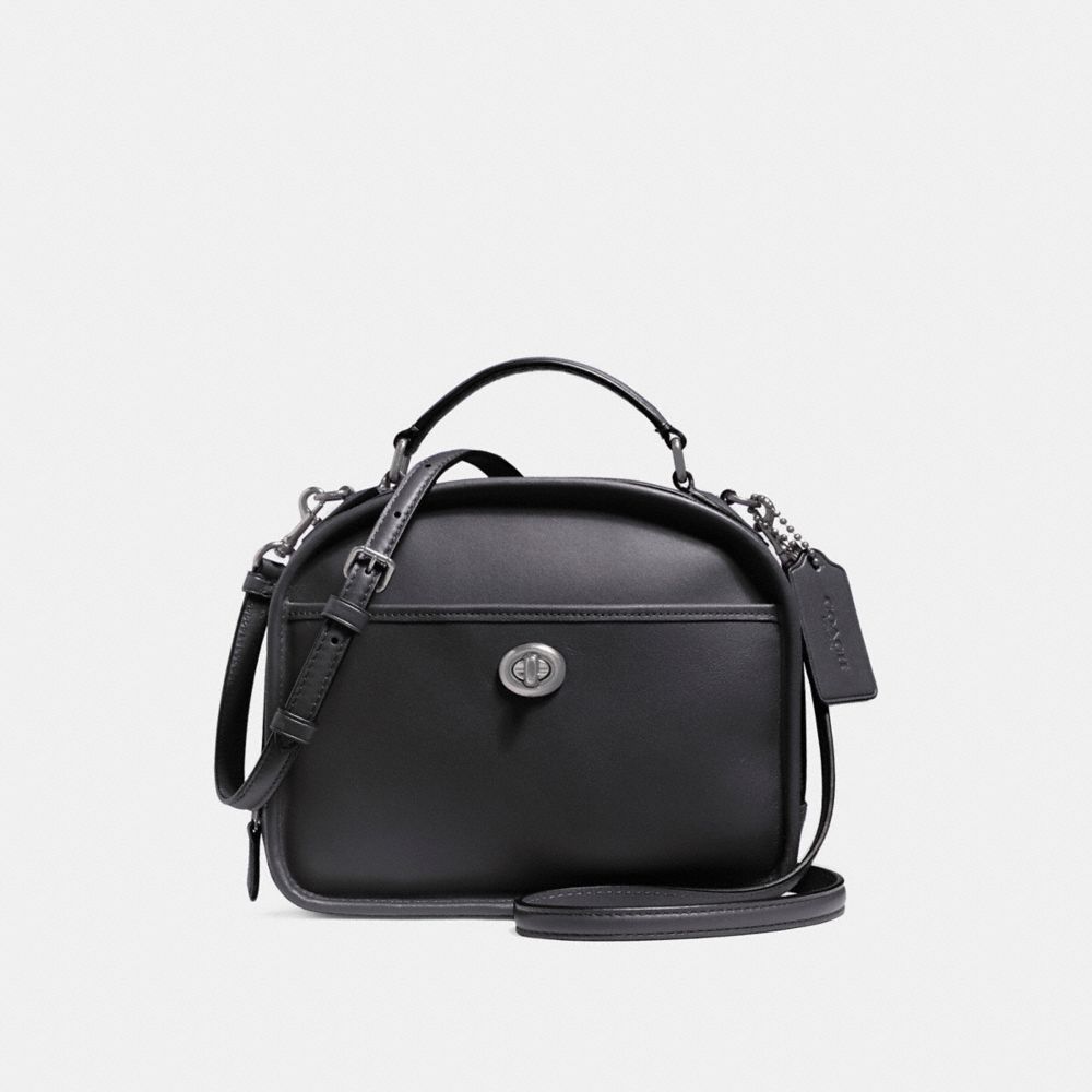 COACH®,LUNCH PAIL,Leather,Small,Gunmetal/Black,Front View