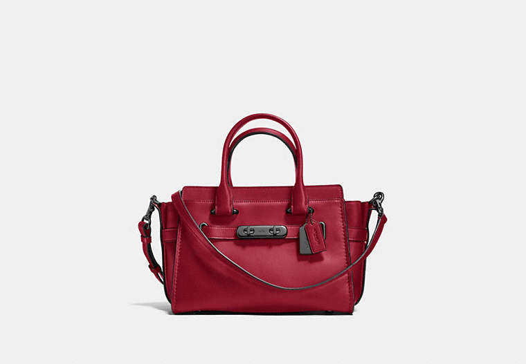 COACH®,COACH SWAGGER 27,Leather,Small,Gunmetal/Cherry,Front View