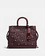 COACH®,ROGUE WITH PRAIRIE RIVETS,Leather,Medium,Black Copper/Oxblood,Front View