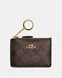 COACH®,MINI SKINNY ID CASE IN SIGNATURE CANVAS,Gold/Brown Black,Front View