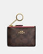 COACH®,MINI SKINNY ID CASE IN SIGNATURE CANVAS,Gold/Brown Strawberry,Front View