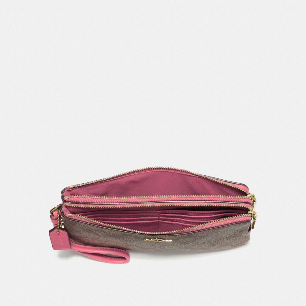 COACH OUTLET®  Double Zip Wallet In Blocked Signature Canvas
