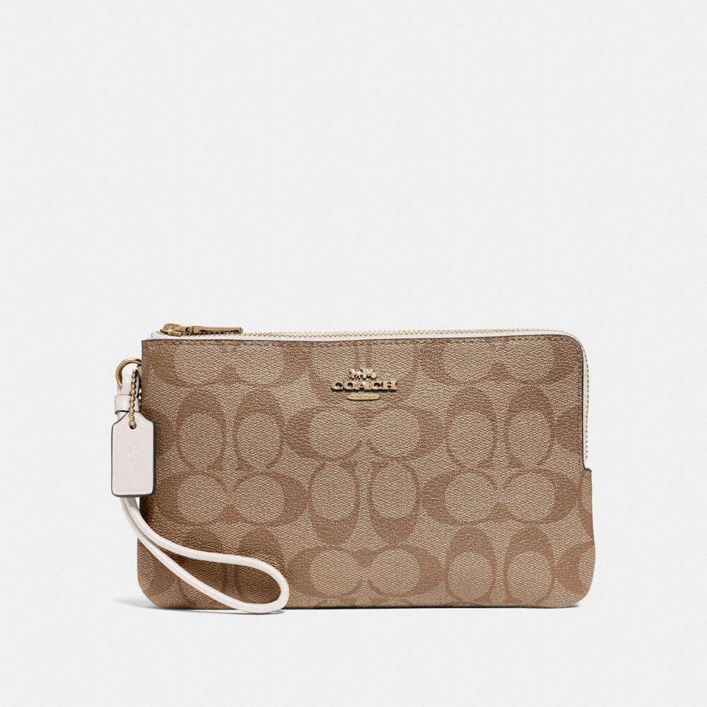 COACH®,Double Zip Wallet In Signature Canvas,,Front View