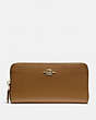 COACH®,ACCORDION ZIP WALLET,pusplitleather,Gold/LIGHT SADDLE,Front View