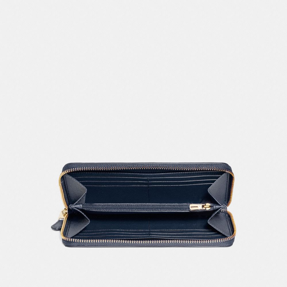 COACH®,ACCORDION ZIP WALLET,pusplitleather,Gold/Midnight,Inside View,Top View