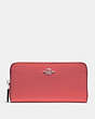 COACH®,ACCORDION ZIP WALLET,pusplitleather,Silver/CORAL 2,Front View
