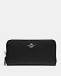 COACH®,ACCORDION ZIP WALLET,pusplitleather,Silver/Black,Front View