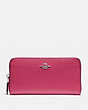 COACH®,ACCORDION ZIP WALLET,pusplitleather,Silver/HOT PINK,Front View
