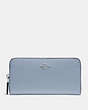 COACH®,ACCORDION ZIP WALLET,pusplitleather,Silver/Steel Blue,Front View