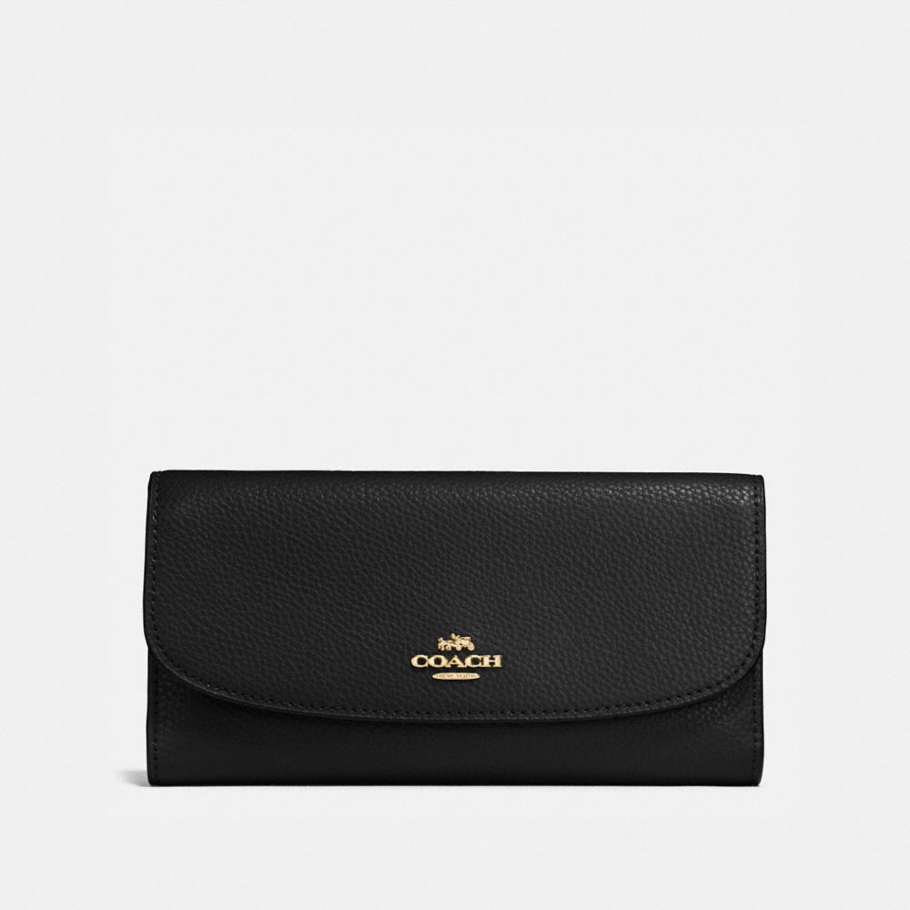 COACH®,CHECKBOOK WALLET,PU Split Leather,Gold/Black,Front View