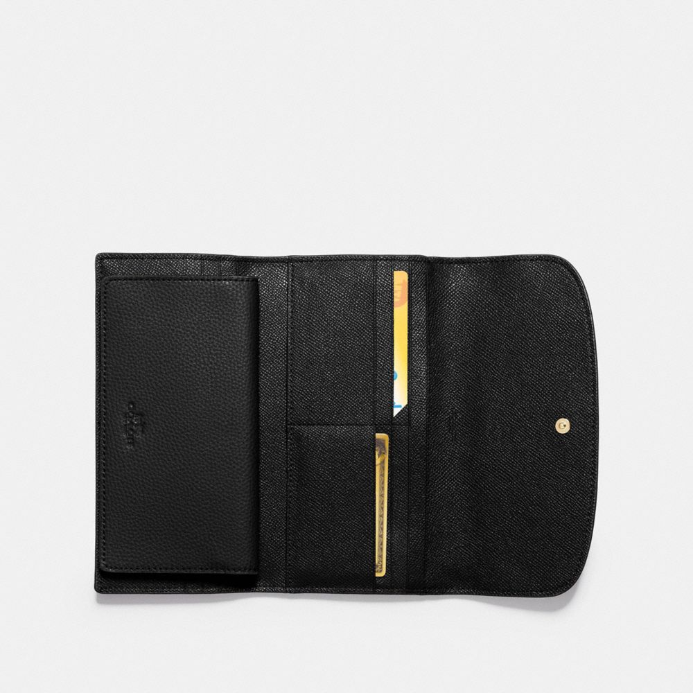 COACH®,CHECKBOOK WALLET,PU Split Leather,Gold/Black,Inside View,Top View