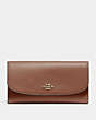 COACH®,CHECKBOOK WALLET,PU Split Leather,Gold/Saddle 2,Front View