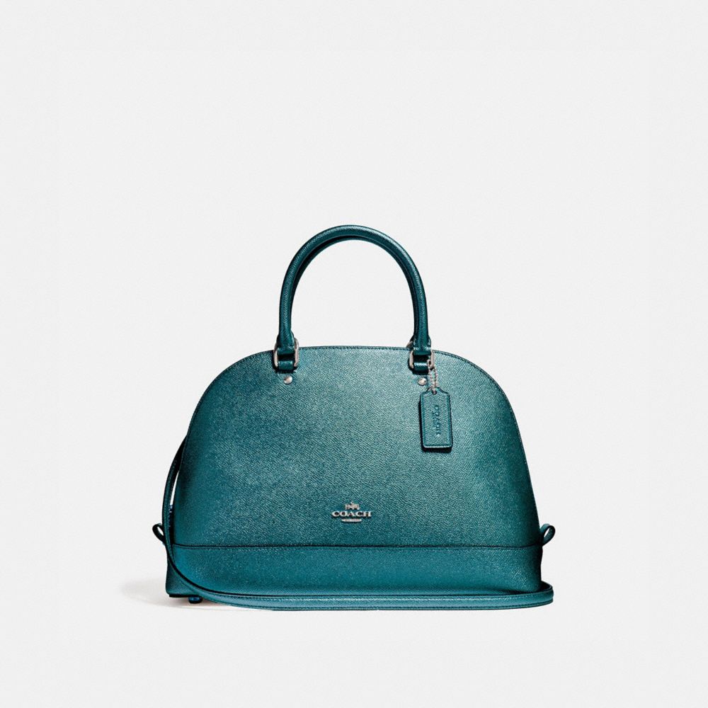 COACH Sierra Domed Satchel Handbag POWDER BLUE Leather Large EUC! F37218  $395