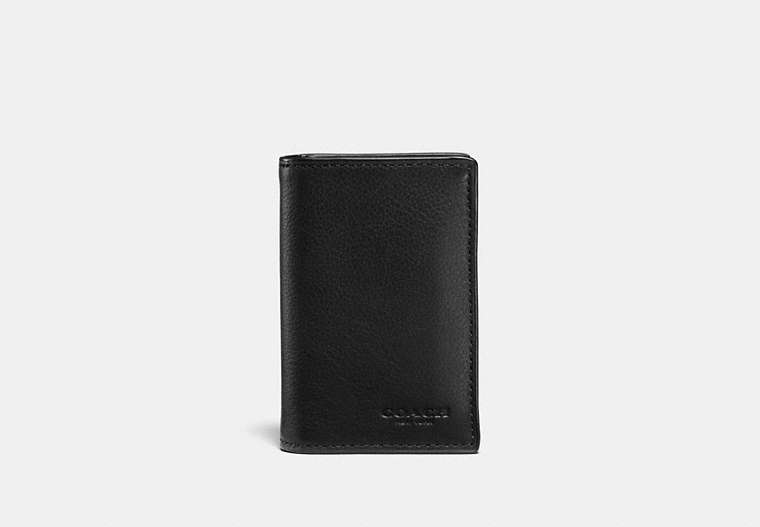 COACH®,BOXED BIFOLD CARD CASE,Black,Front View