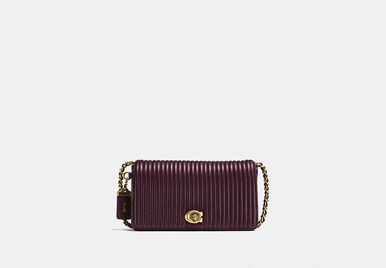 COACH®,DINKY WITH QUILTING,Leather,Mini,Brass/Oxblood,Front View