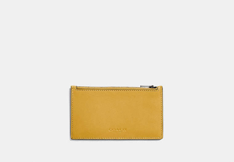 COACH®,ZIP CARD CASE,Leather,FLAX,Front View