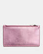 COACH®,ZIP CARD CASE,Leather,Metallic Blush/Primrose,Front View