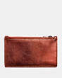 COACH®,ZIP CARD CASE,Leather,Metallic Brick/Vermillion,Front View