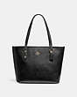 COACH®,MINI CITY ZIP TOTE,pusplitleather,Small,Gold/Black,Front View