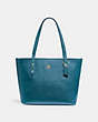 COACH®,MINI CITY ZIP TOTE,pusplitleather,Small,Gold/Dark Teal,Front View