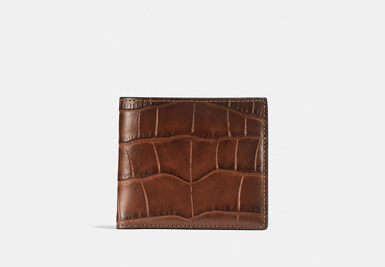 COACH®,DOUBLE BILLFOLD WALLET,Leather,Saddle,Front View