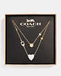 COACH®,STARDUST DOUBLE LAYER NECKLACE,Gold/Multi,Angle View