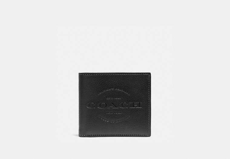 COACH®,DOUBLE BILLFOLD WALLET,Black,Front View