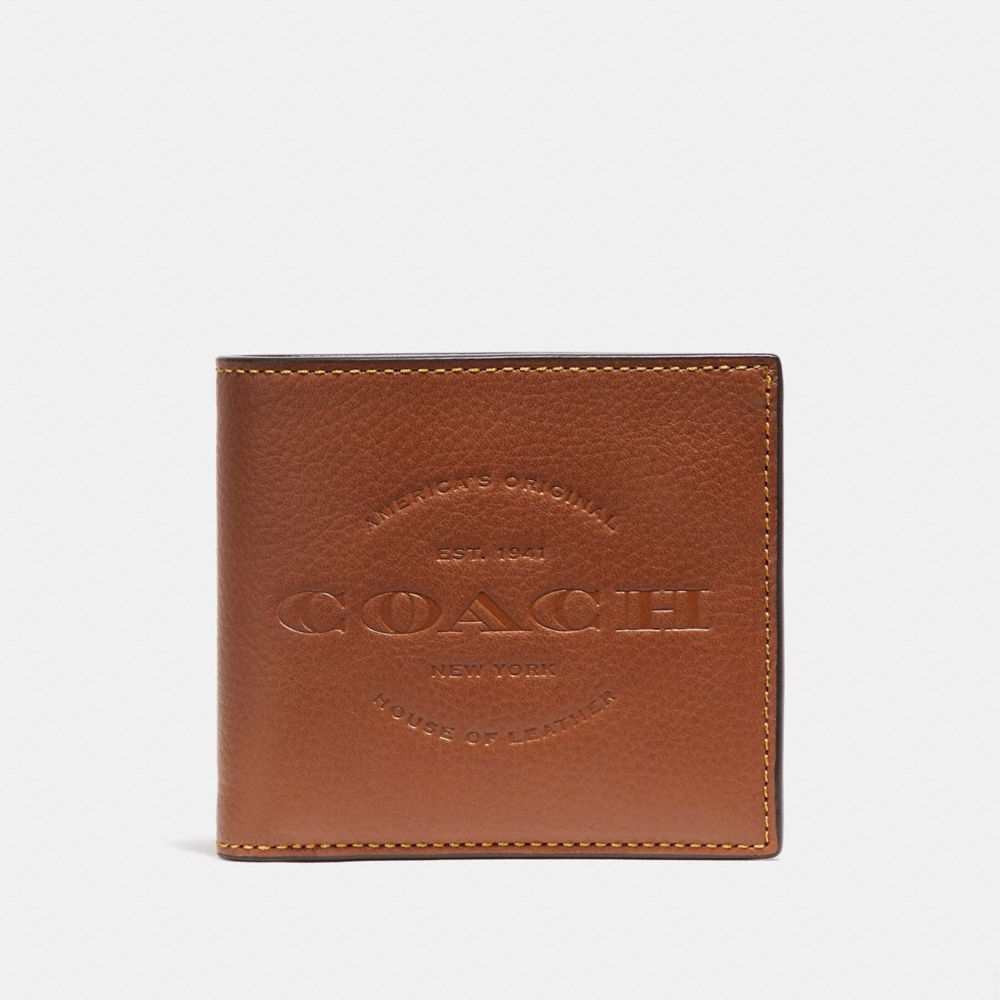 COACH®,DOUBLE BILLFOLD WALLET,Saddle,Front View