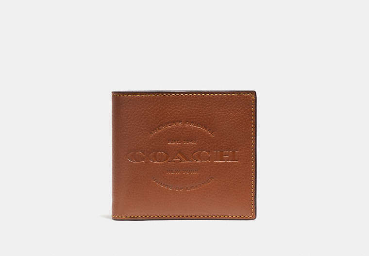 COACH®,DOUBLE BILLFOLD WALLET,Saddle,Front View