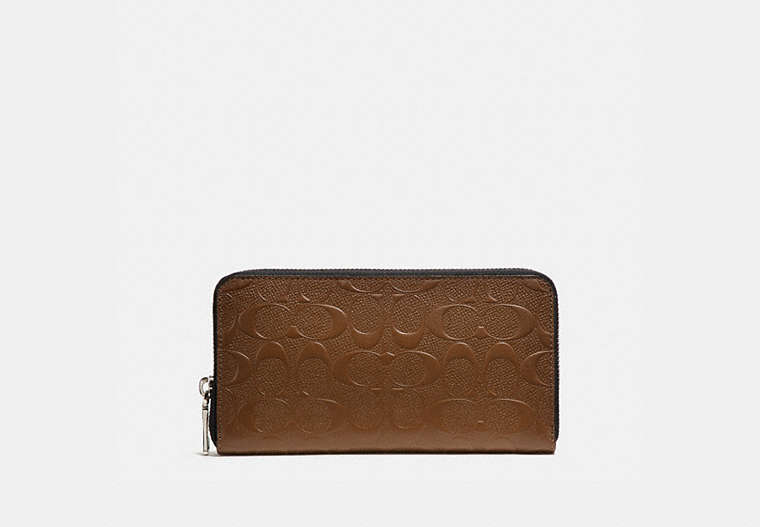 COACH®,ACCORDION WALLET IN SIGNATURE LEATHER,Leather,Saddle,Front View